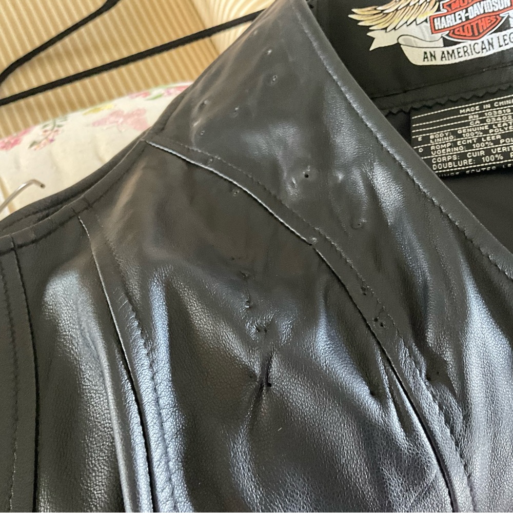 Harley-Davidson Black Leather Biker Vest Womens XL - Picture 7 of 10